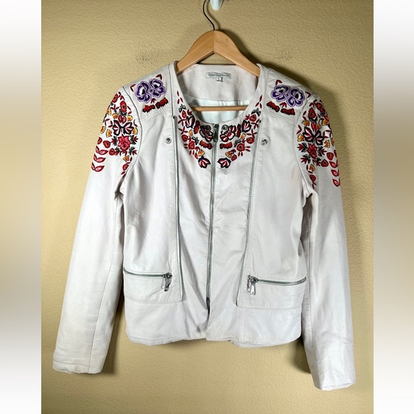 Rebecca Minkoff Lamb Leather Floral Print Biker Jacket - Picture 5 of 10